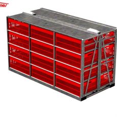 Photo containers 4 rangs à caisses rouges