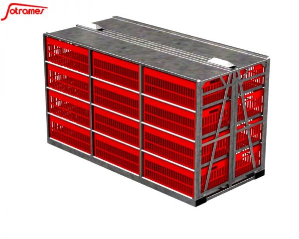 Photo containers 4 rangs à caisses rouges